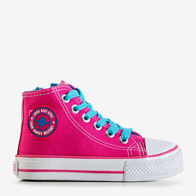 Baskets montantes enfant fuchsia à lacets bleus Alvari - Footwear