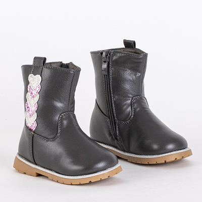 Bottines grises fille avec tige décorative Nokimi-Shoes
