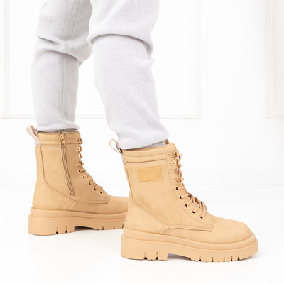 Boots femme beige Perlss- Chaussures