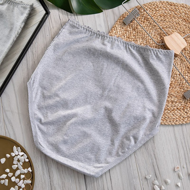 Culotte femme en coton gris clair avec dentelle GRANDE TAILLE
