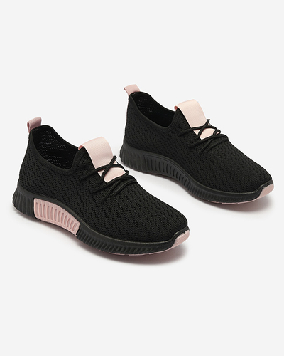 Chaussures de sport noires pour femmes avec empiècements roses Keteti - Chaussures