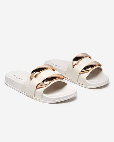 Chaussons femme blanc ornement Serina doré - Footwear