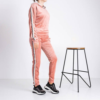 Ensemble sweat femme rose clair à rayures - Vêtements