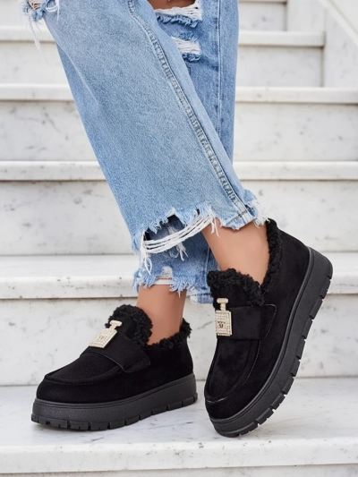 Chaussures noires Kalliope avec plateforme et fourrure