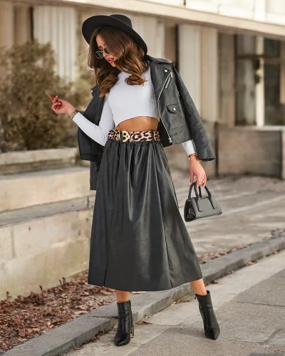 Jupe en simili-cuir éco-responsable pour femmes de Royalfashion