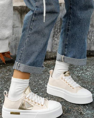 Royalfashion Baskets à plateforme pour femmes Or Monde