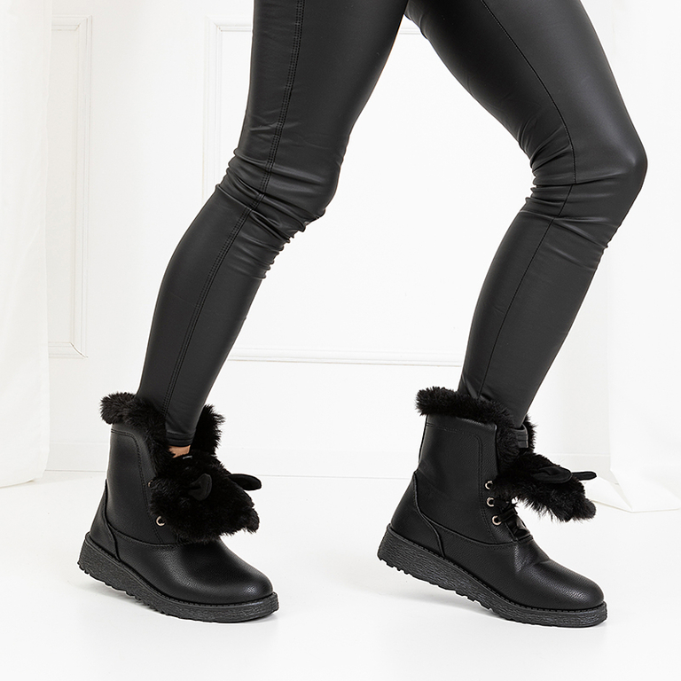 Bottines noires pour femmes avec fourrure et oreilles par Rafil - Chaussures