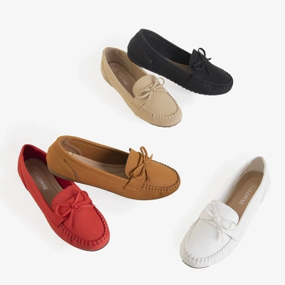 OUTLET Mocassins pour femmes rouges avec un nœud Letisa - Footwear