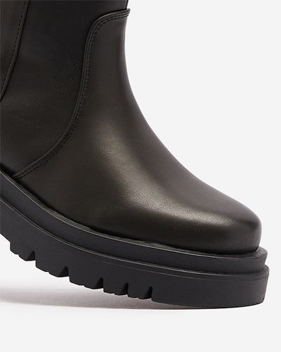 Bottes noires pour femmes en cuir écologique Roterika - Chaussures