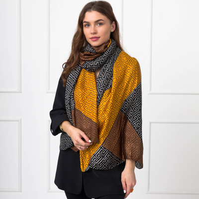 Echarpe femme jaune à motifs - Accessoires