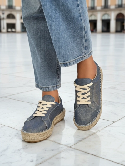 Aurelia Denim Espadrillos – sneakers pour femmes à talon plat et en tissu