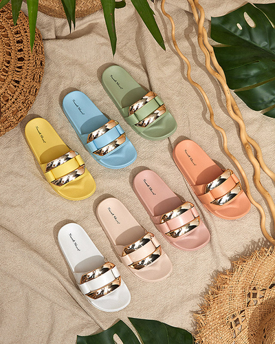 Chaussons femme beiges ornement Serina doré - Footwear