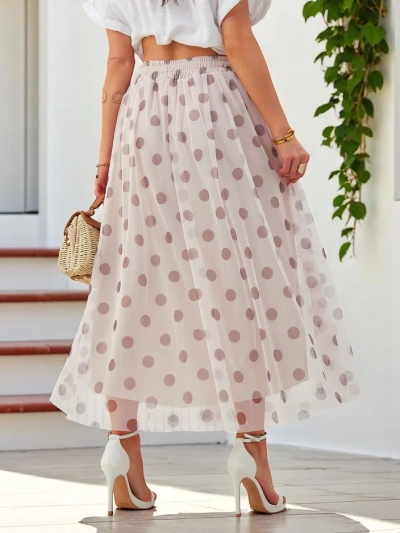 Jupe mi-longue en viscose Royalfashion pour femmes avec des pois en tulle