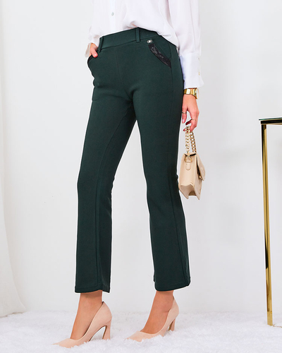 Royalfashion Pantalon en tissu pour femme vert foncé a'la bells