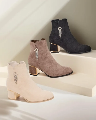 Royalfashion Bottines pour femmes en éco-daim avec talon Egris