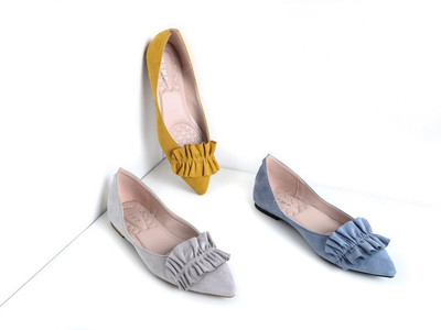 Szare balerinki z falbanką Monaco- Obuwie