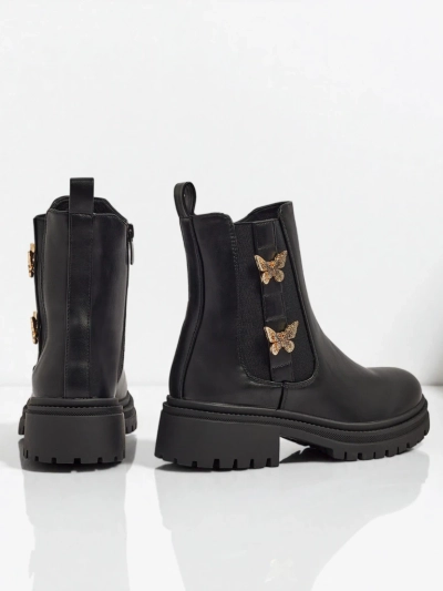 Bottines Bravelle en cuir écologique pour femmes avec papillons