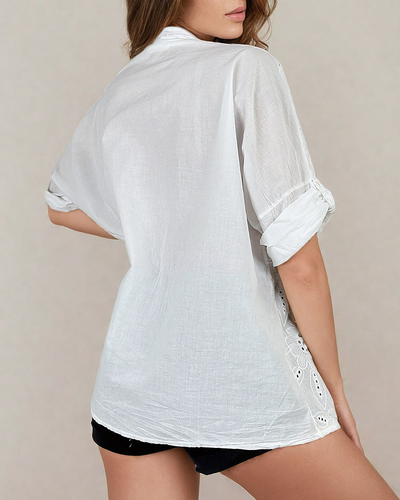 Royalfashion Chemise oversize brodée pour femme