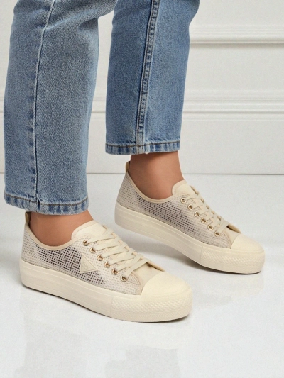 Baskets beiges pour femmes Callista Mesh – talon plat, collection Été Automne