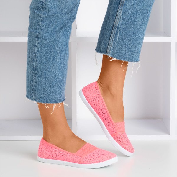 Ballerine rose fluo à enfiler - dentelle Noremies - Chaussures 1