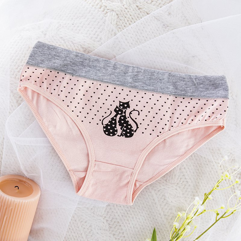 Slip femme beige avec imprimé - Sous-vêtements