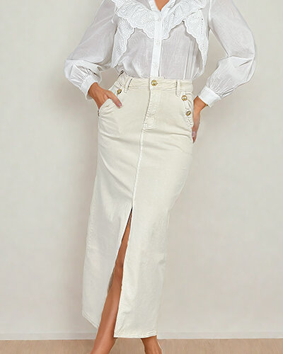 Royalfashion Jupe en denim pour femme