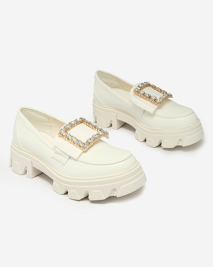 Royalfashion Mocassins blancs avec décoration sur le nez Alomease