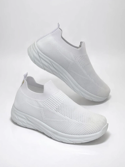 Royalfashion Chaussures de sport à enfiler pour femmes Whites