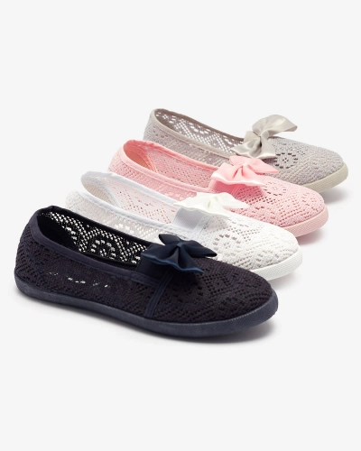 Baskets grises à enfiler avec nœud pour filles Sweet Life - Chaussures