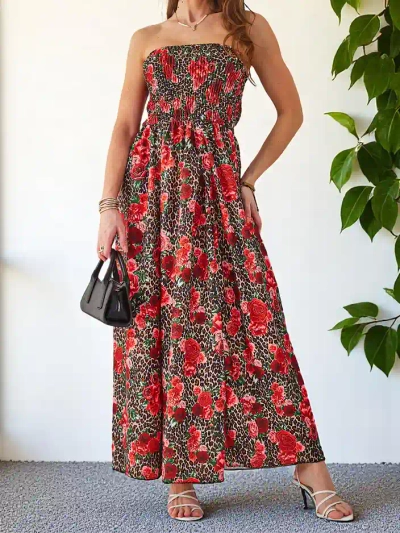 Robe midi à motifs sans manches de Royalfashion avec un large élastique et des fentes en bas