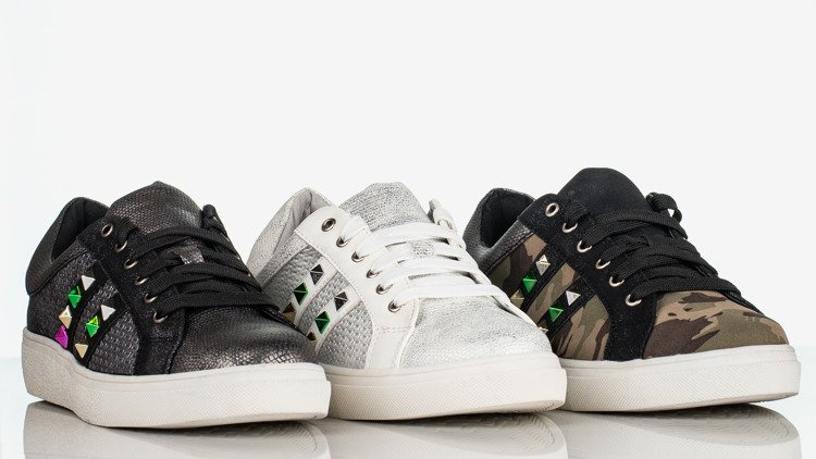 Sneakers camouflage ornées de clous colorés Strong Army - Chaussures 1