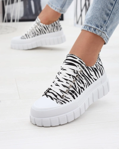 OUTLET Baskets compensées à motifs noirs et blancs pour femme Ziratia - Footwear