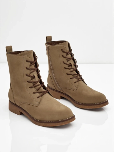 Bottines lacées mates en cuir écologique pour femmes Treviline