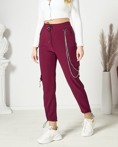 Pantalon de combat marron pour femme avec chaîne- Vêtements
