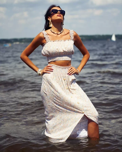 Royalfashion Ensemble floral pour femme en jaune