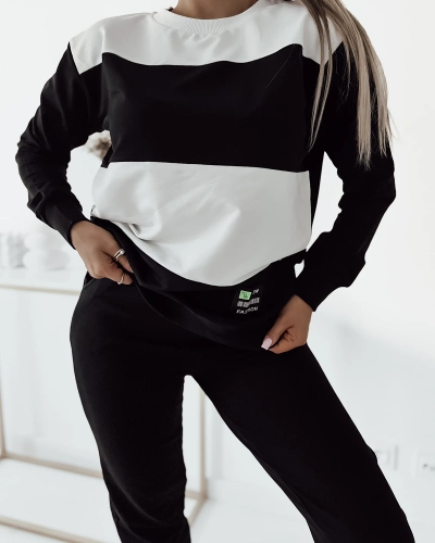Royalfashion Ensemble de sweatshirt rayé noir pour femme