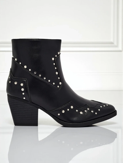Bottines santiags à talons avec strass Glaciere