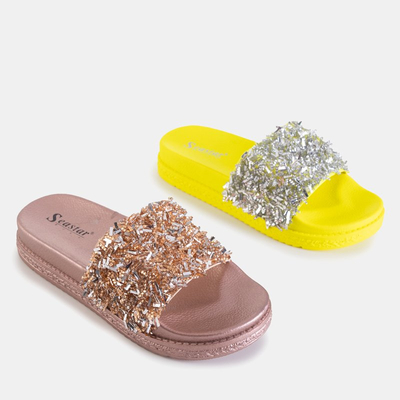 Sandales à plateforme jaune fluo pour femmes avec zircone cubique Lomine - Chaussures
