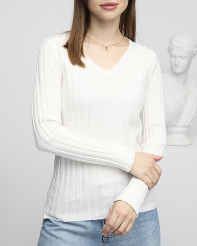 Pull côtelé blanc femme - Vêtements