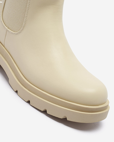 Beige bottes hautes pour femmes avec talon plat Vedesa - Vêtements