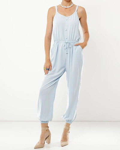 Combinaison Femme Bleu Coton Boutons - Vêtements