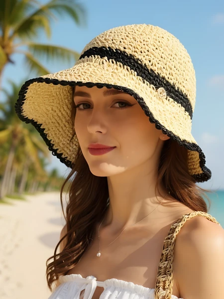 Royalfashion Chapeau de paille pour femme Sun Bloom