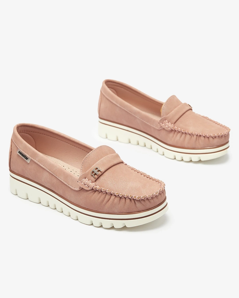 Mocassins pour femme rose foncé avec paillettes et zircon Retiga - Chaussures