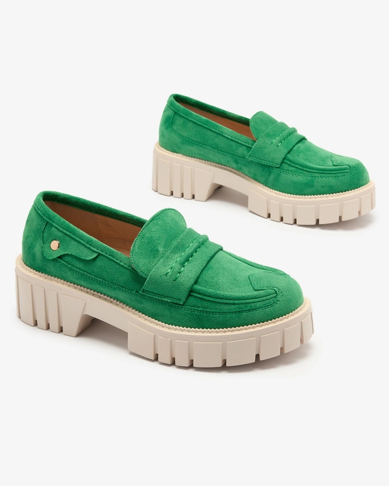 Eco suede green moccasins for women Siherta- Footwear
