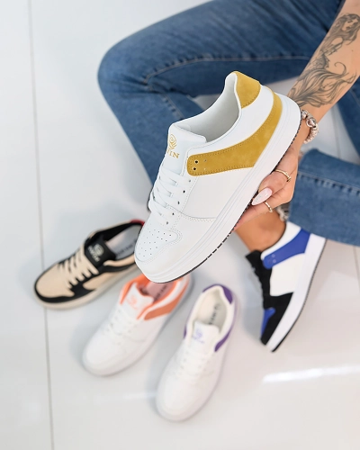 Royalfashion Chaussures de sport pour femmes blanc moutarde Elevace