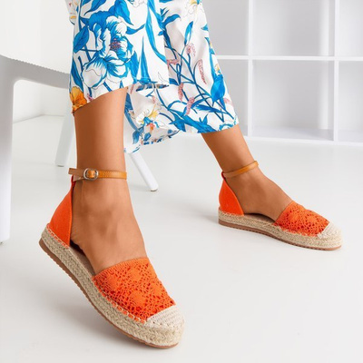 Espadrilles orange avec dessus Asti ajouré - Chaussures