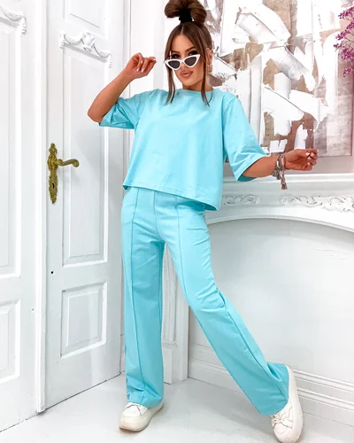 Ensemble en coton Royalfashion pour femmes avec pantalons évasés