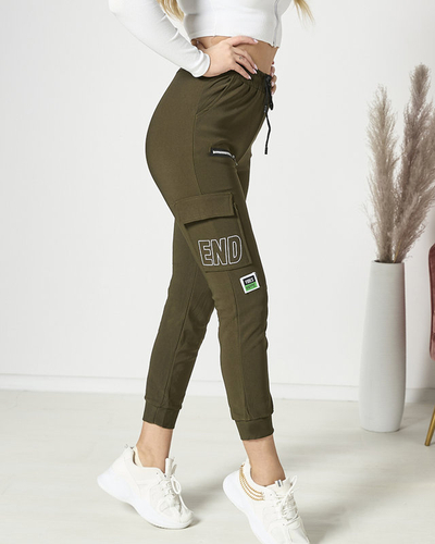 Pantalon de combat pour femme avec inscription en vert foncé- Vêtements