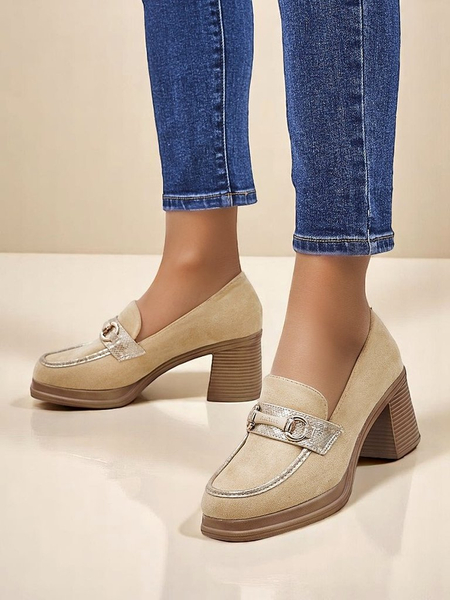 Royalfashion Mocassins à talon carré pour femmes Apareus