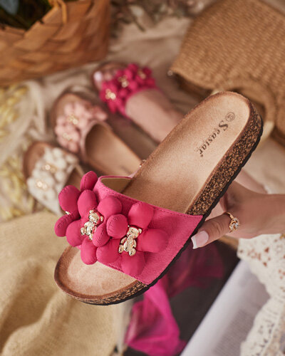 Royalfashion Tongs pour femmes avec oursons et fleurs dorés Isaralle